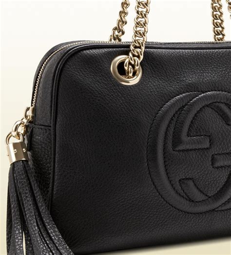 gucci woc black leather|gucci black leather shoulder bag.